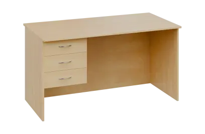 CPL 18 - 14Z13 stůl kancelářský, 3-zásuvkový, levý, dřevěná podnož, deska 18 mm, široký 1400 mm, bříza světlá